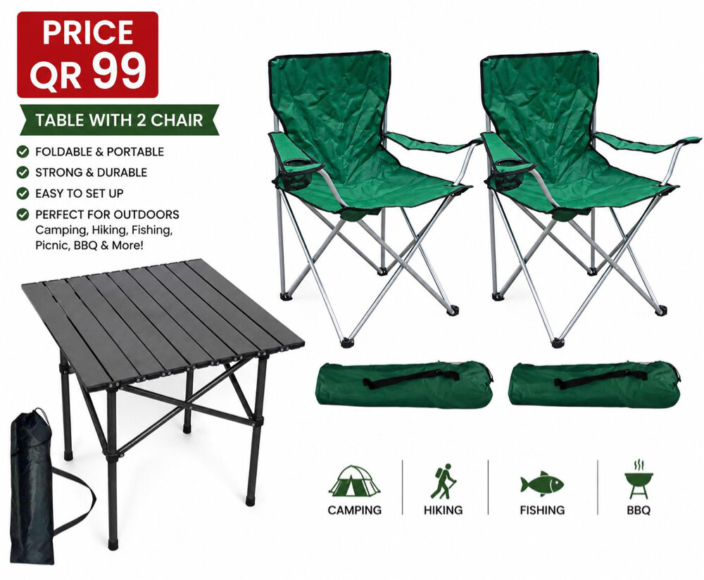 aluminium table with 2 chairs  - 1