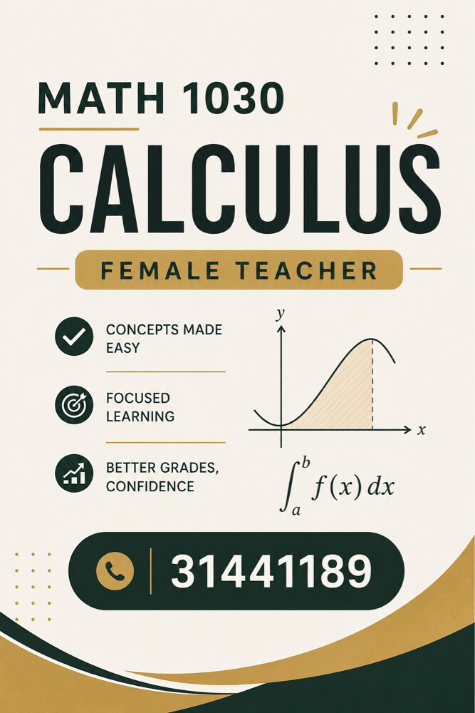 Math 1030 Calculus - Female Tutor - 1