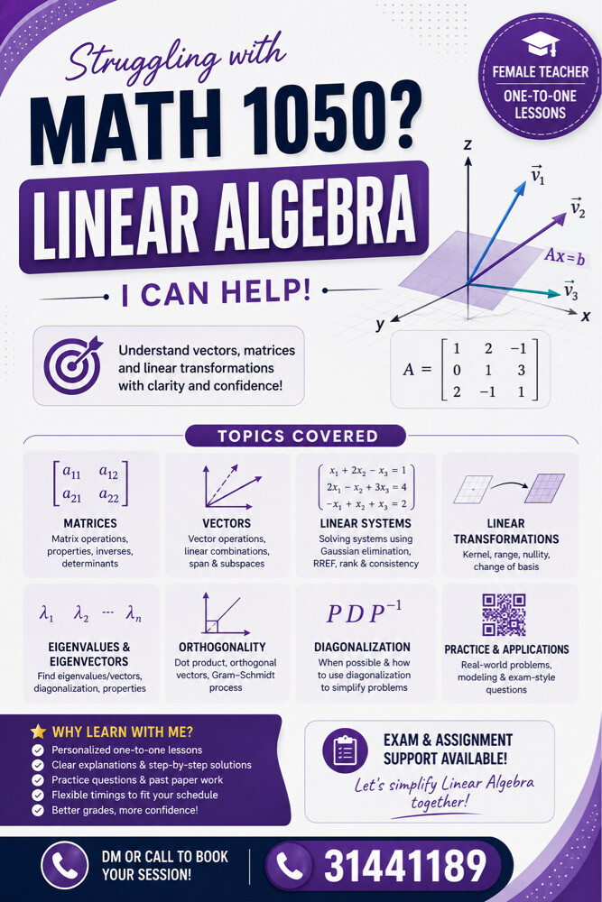 MATH1050 Linear Algebra Female Tuto - 1
