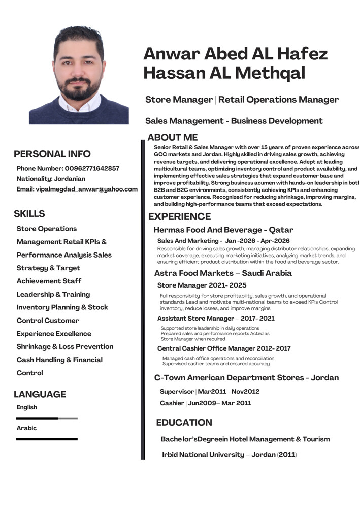 Store manger , Sales , Hotel, - 1