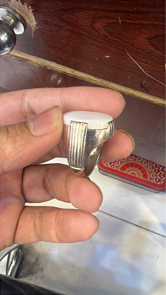 aqeeq ring silverr - 12