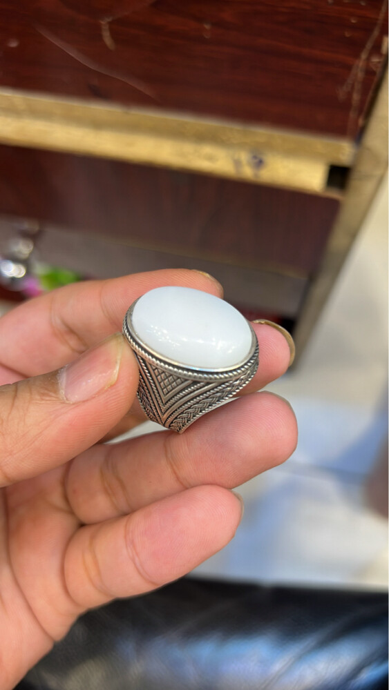 aqeeq ring silverr - 10
