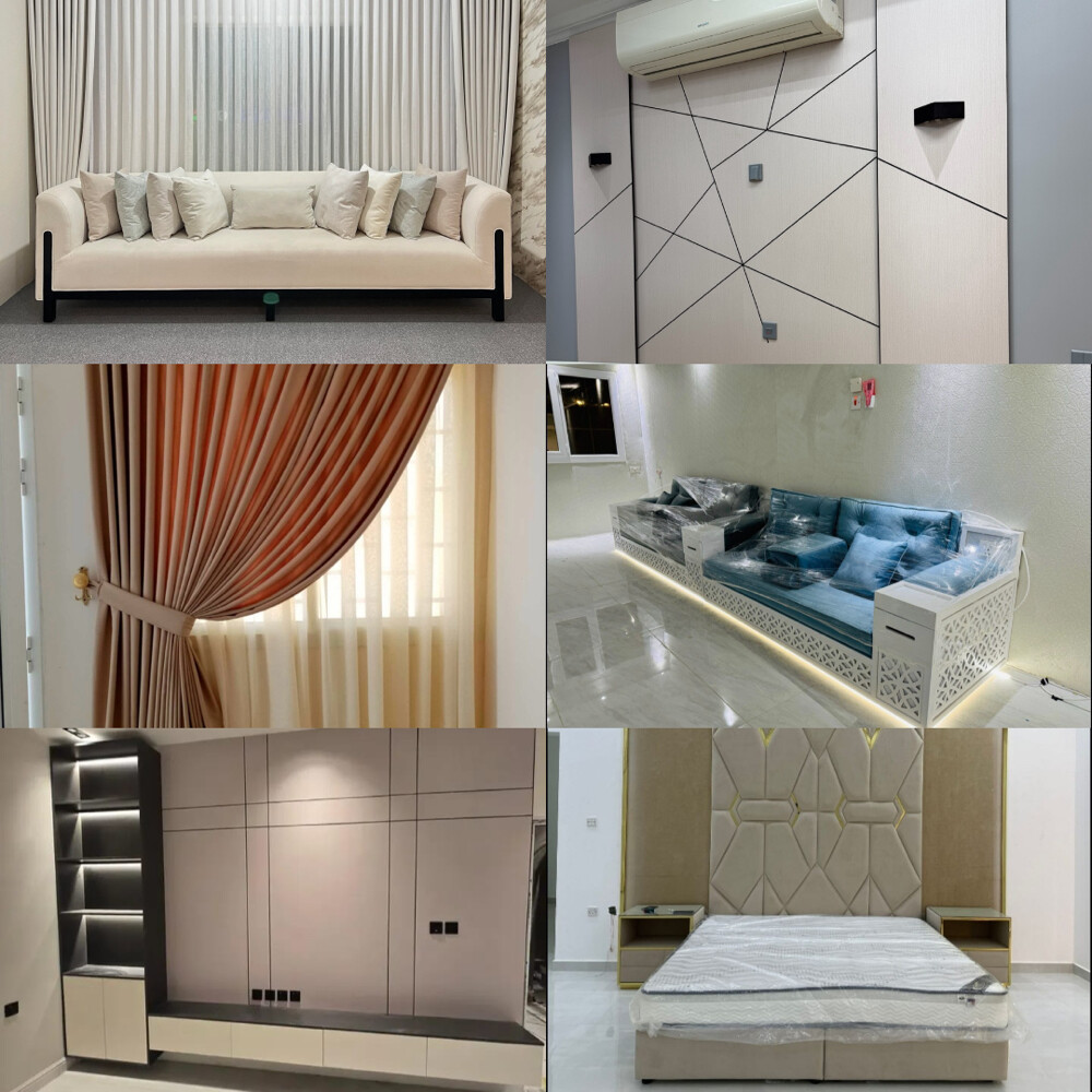 Tv units, Sofa, Curtain, Bed design - 1