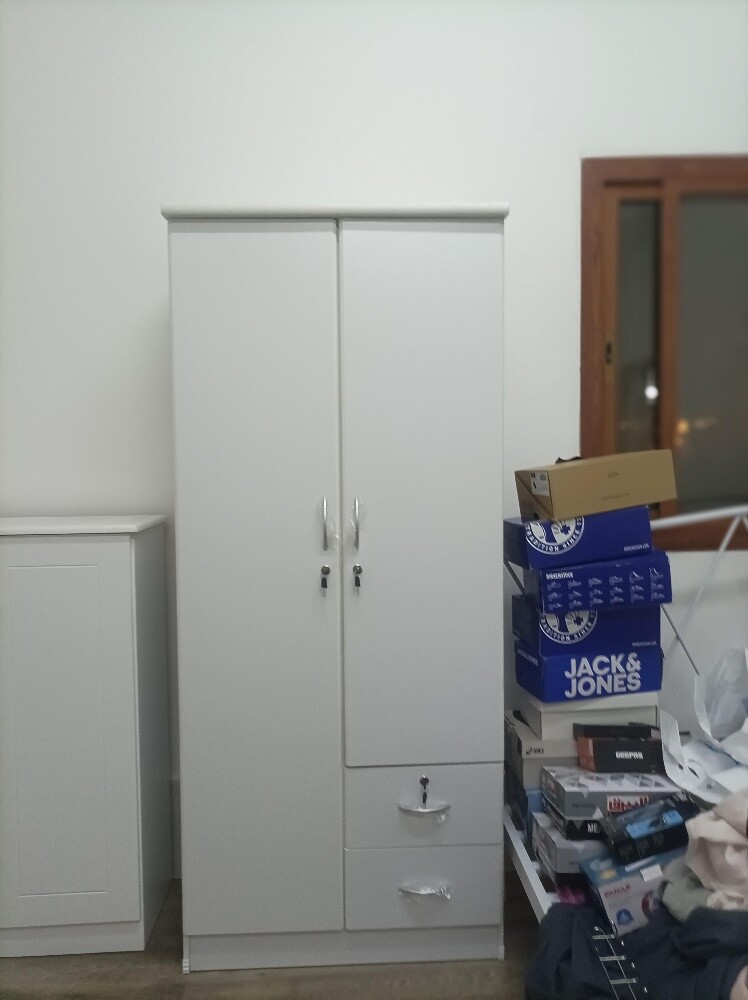 2 Door Wooden Wardrobe with Drawers - 10