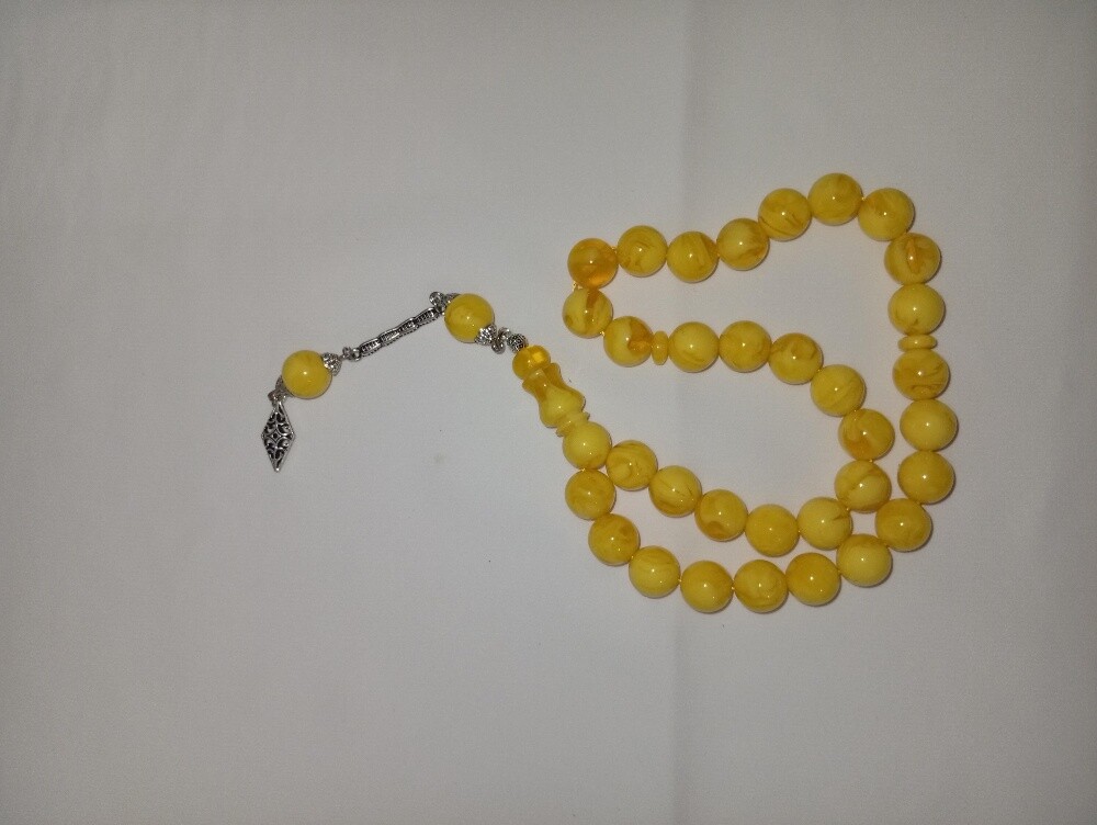 Genuine pressed amber prayer beads - 3