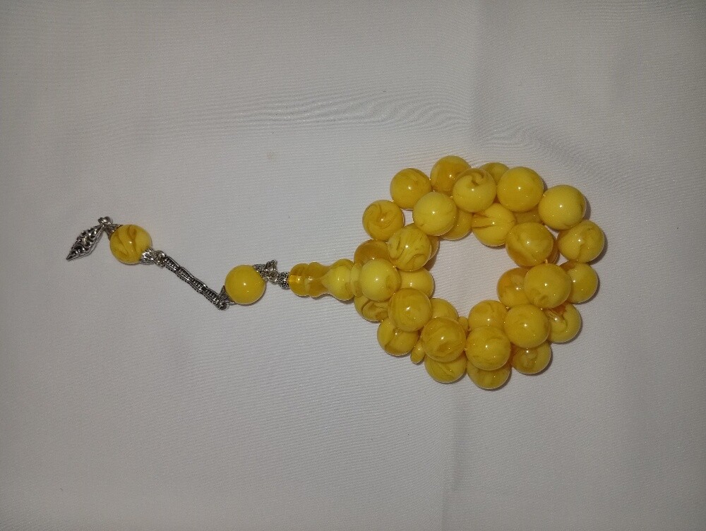 Genuine pressed amber prayer beads - 1