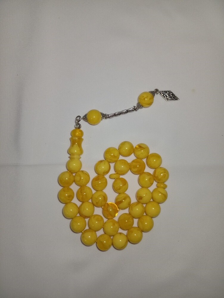 Genuine pressed amber prayer beads - 2