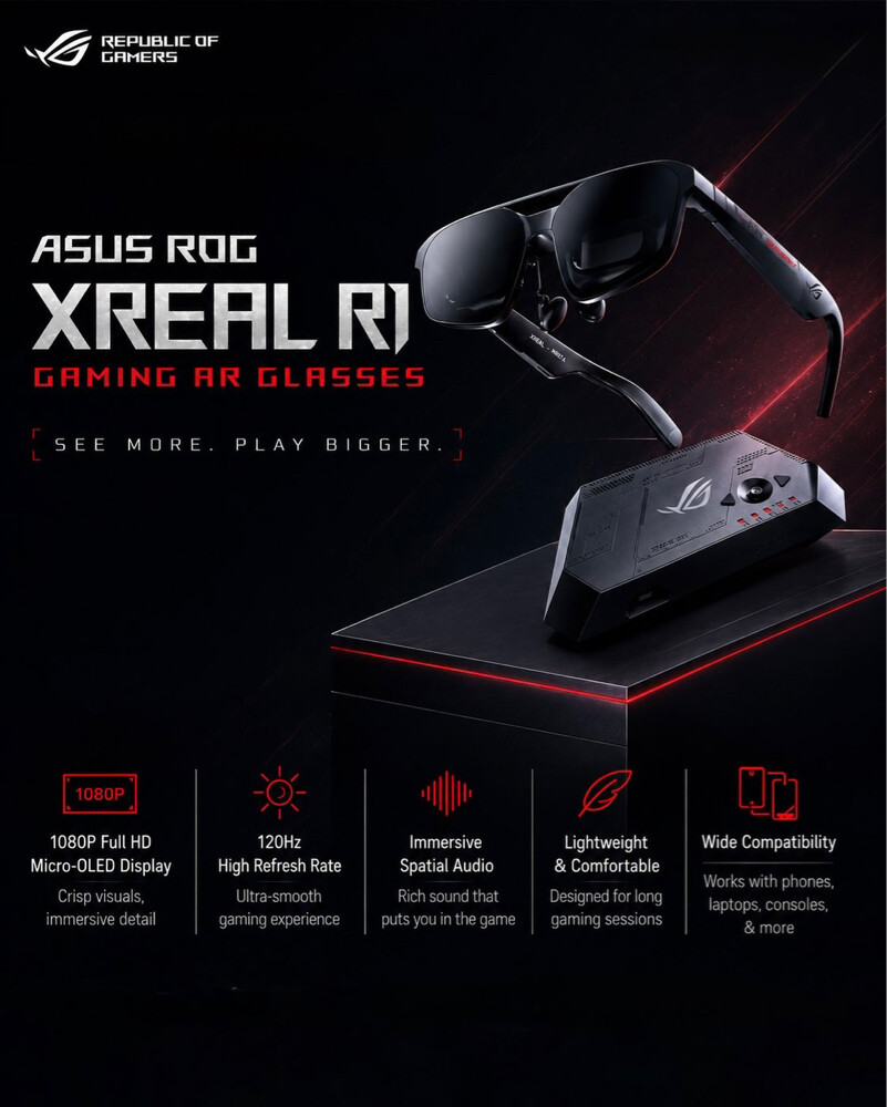 ASUS ROG XREAL R1 AR Gaming Glasses - 1