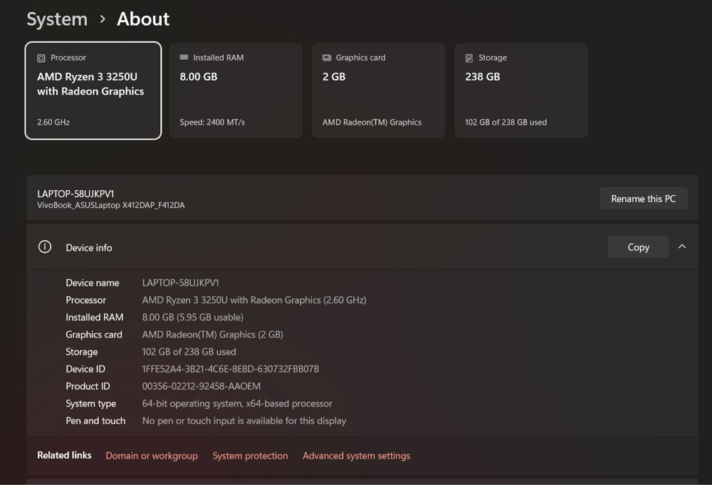 Asus Vivobook 14” - 3