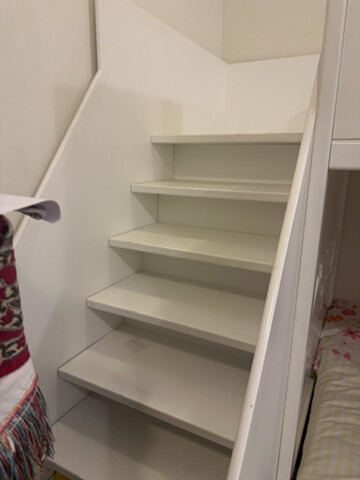 double bed with stairs white color - 3