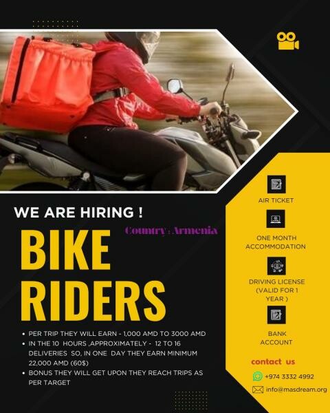Bike Riders Hiring - 1