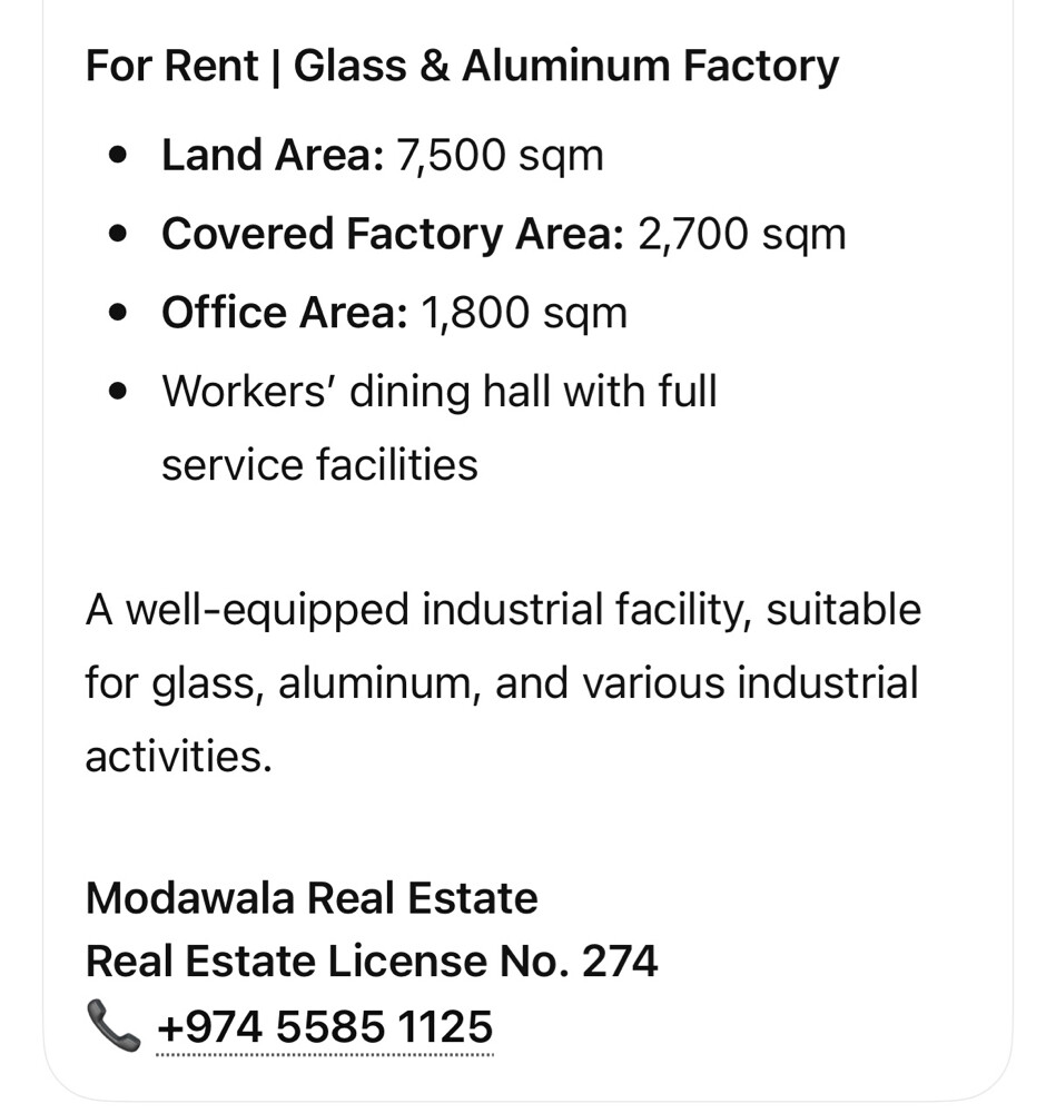 For Rent factory glass and Alami - 9