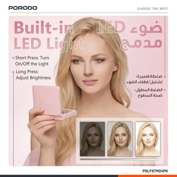 Porodo Lily Tri-Fold Makeup Mirror - 4