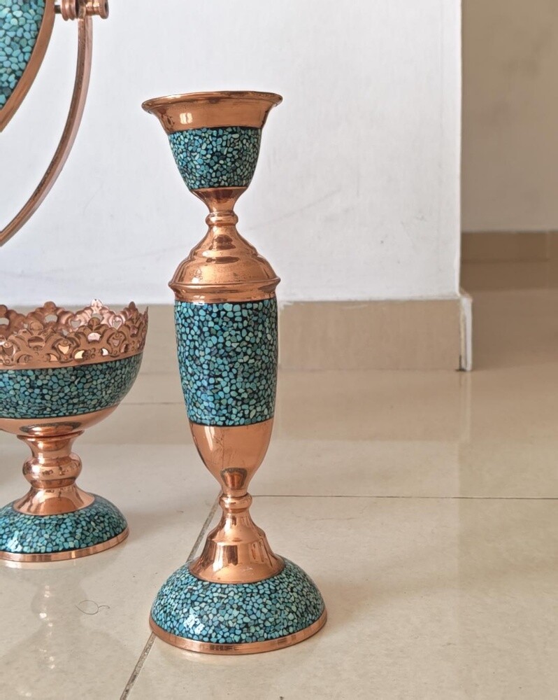 Handmade Turquoise Inlaid Copper - 5