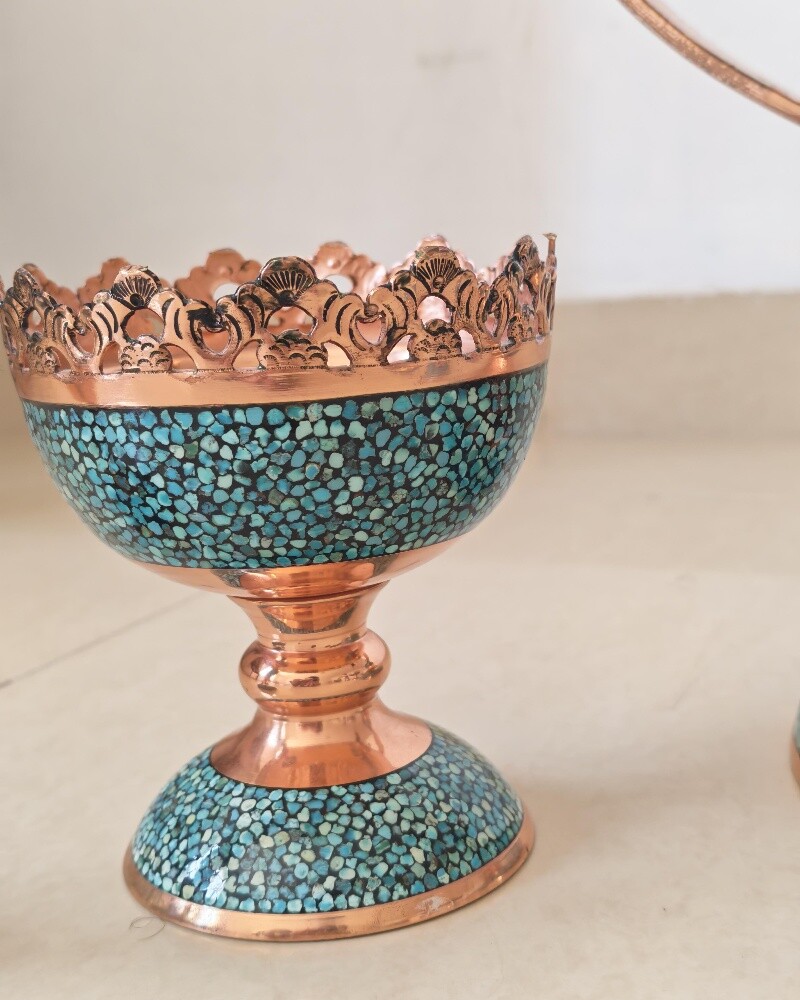 Handmade Turquoise Inlaid Copper - 7