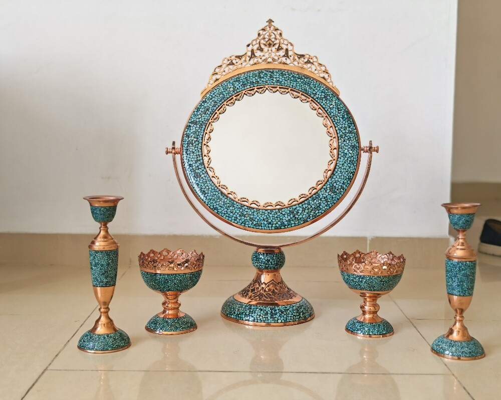 Handmade Turquoise Inlaid Copper - 2