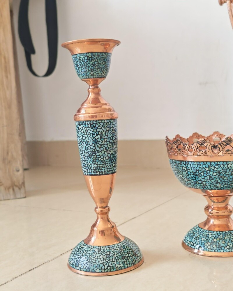 Handmade Turquoise Inlaid Copper - 8