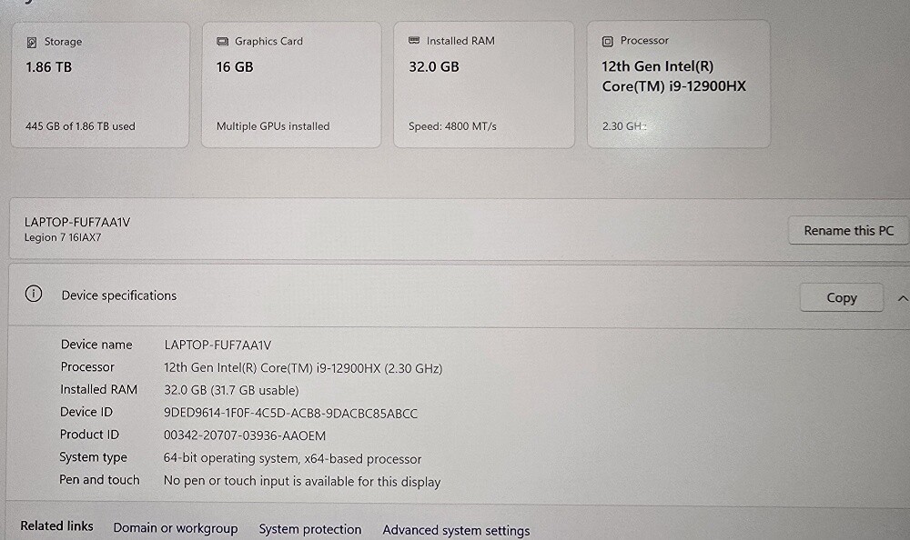 Gaming laptop Legion 7 - 11