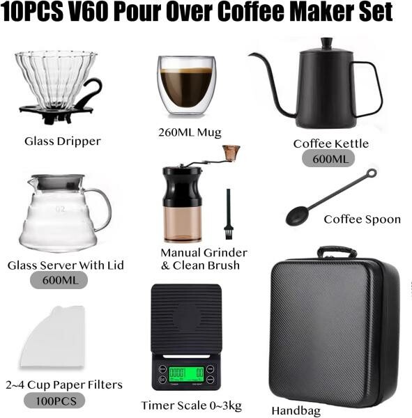 V60 Pour Over Coffee Maker Set - 6