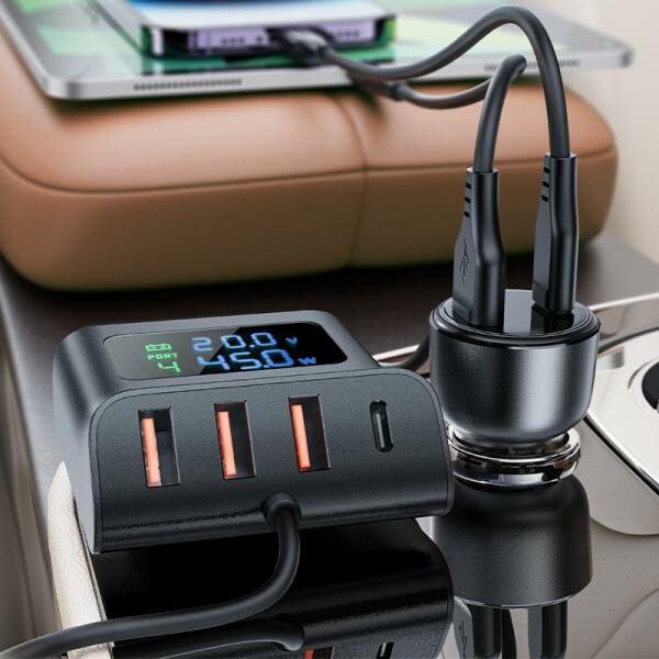 Hoco Fast Charge Car HUB Charger - 3