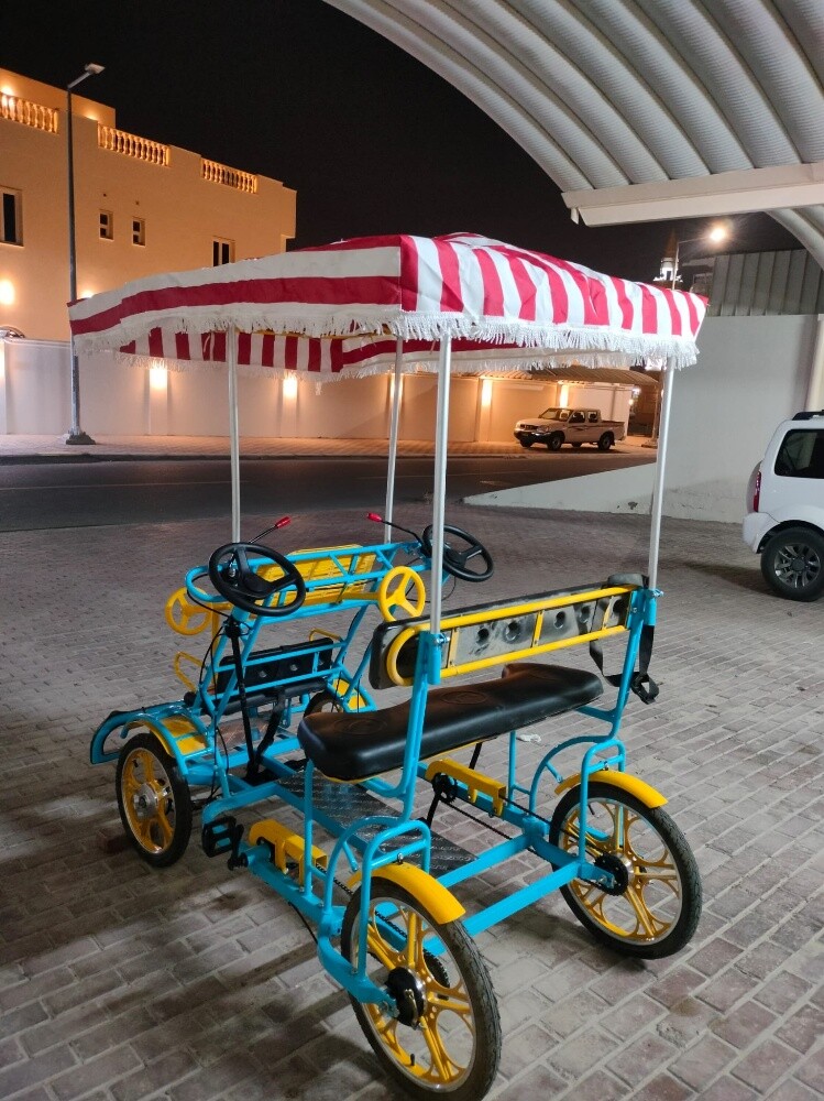 A four-wheeled bicycle. - 9