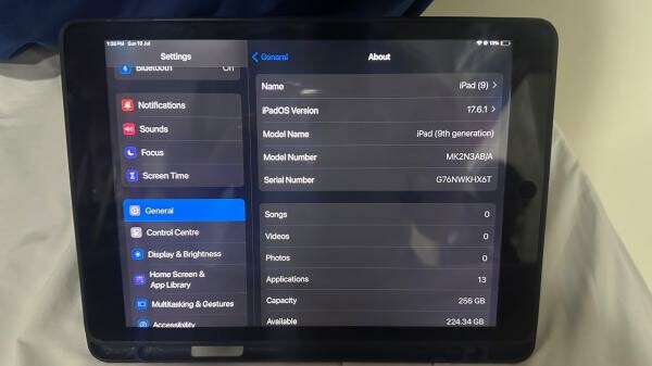 256gb Apple 9th Gen w/o Charger - 1