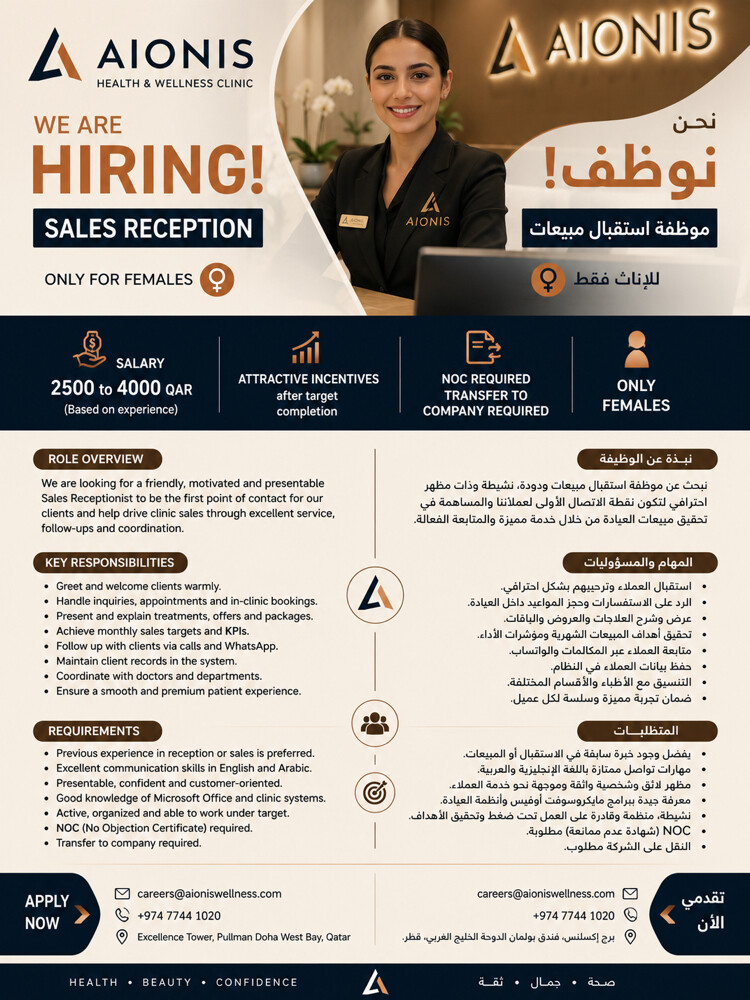 Sales Reception Executive (Female) - 1