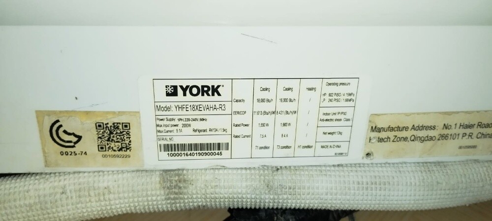 YORK SPLIT AC INDOOR+OUTDOOR - 2