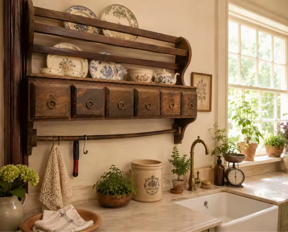 vintage items  wood and porcelain  - 1
