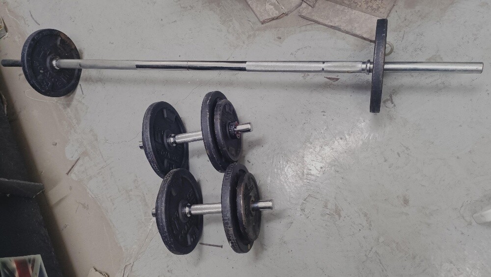Dumbbells straight bar abs wheel - 3