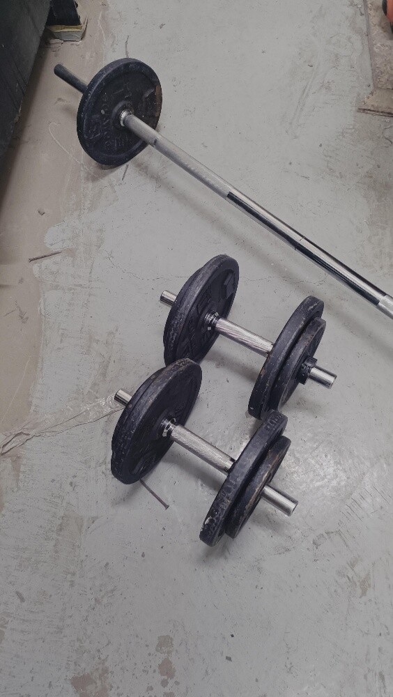 Dumbbells straight bar abs wheel - 4