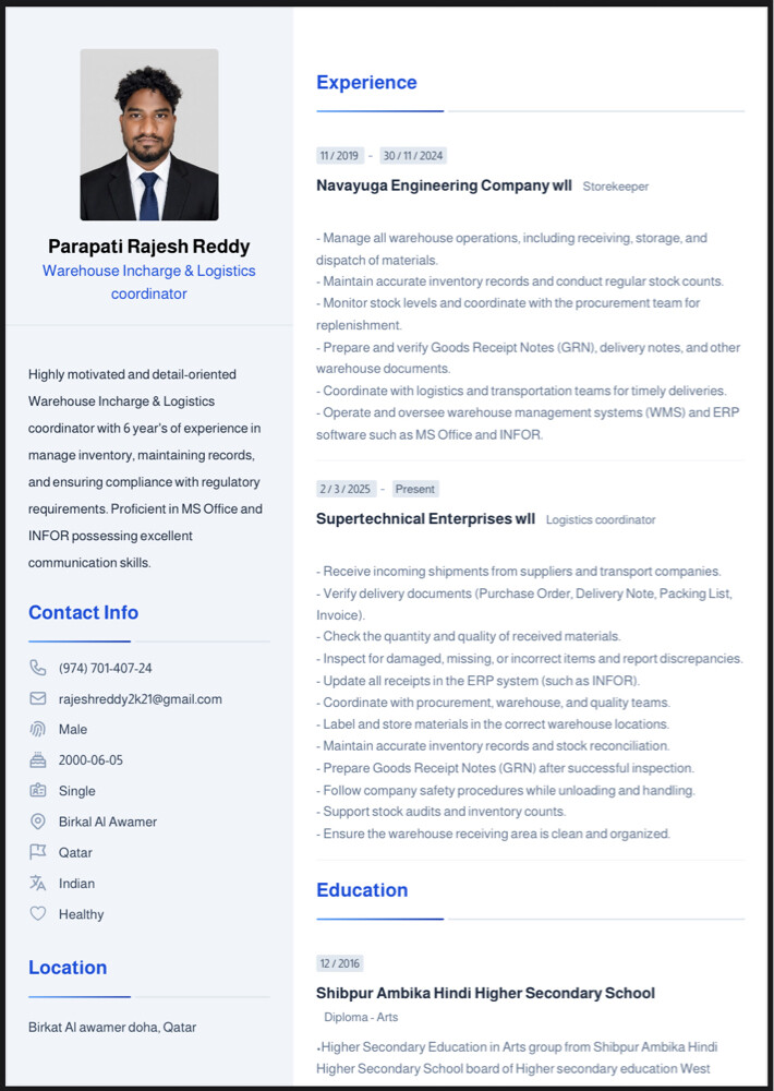 Senior storekeeper - 1