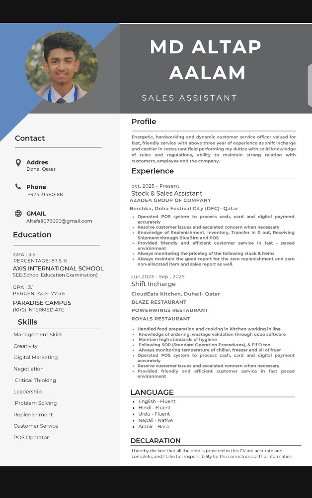 Sales Associate & cashier - 1