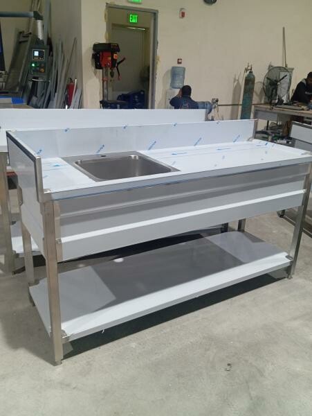 Custom made ss sink table - 3