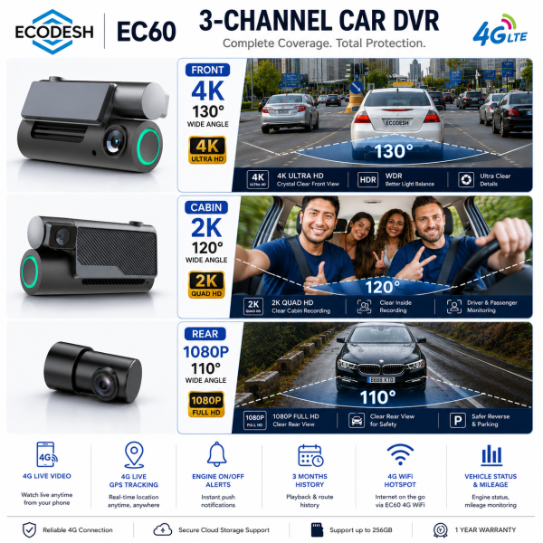 Ecodesh EC60 4G Car Dashcam - 3