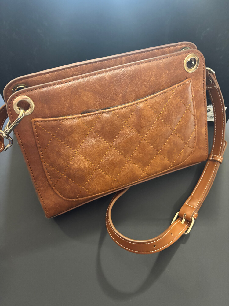 Quilted Cognac Brown Crossbody - 2