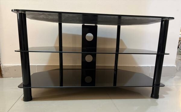 Modern Black Glass TV Stand - 1