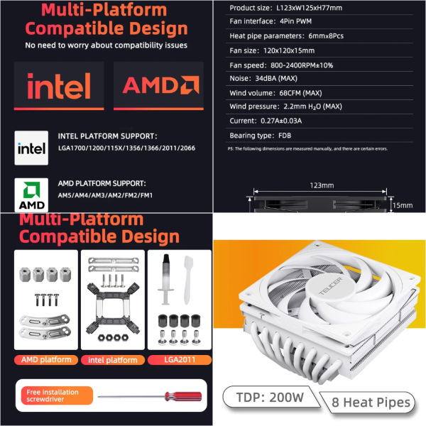 Low Profile Gaming CPU Cooler - 4