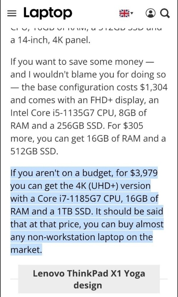 4K UHD+ X1 Yoga Gen 6 - 6