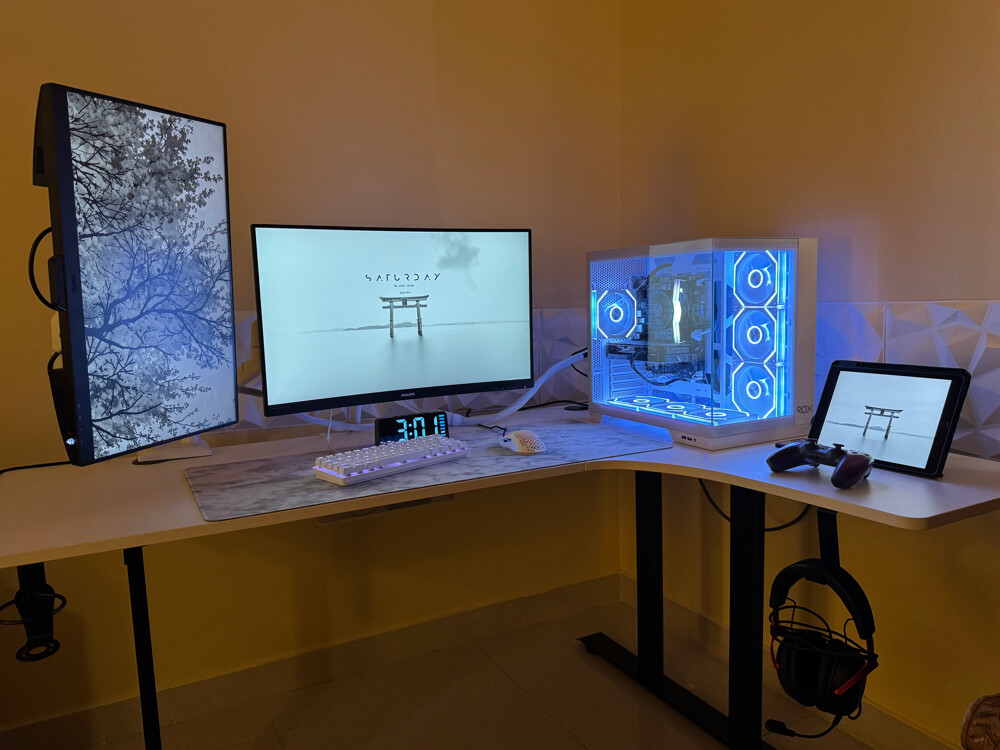 White L Shape Desk Gaming - 2