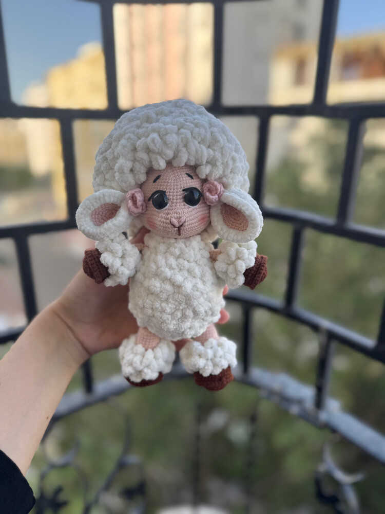 crochet sheep , handmade , baby toy - 1