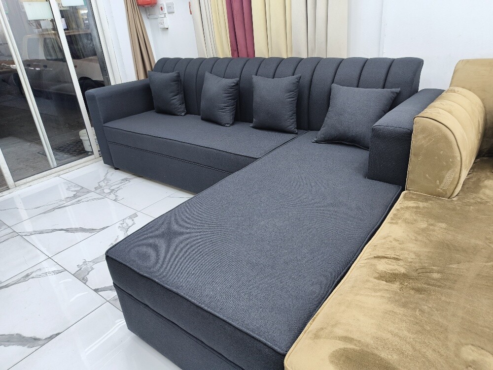 black gray  L ship sofa seal - 1
