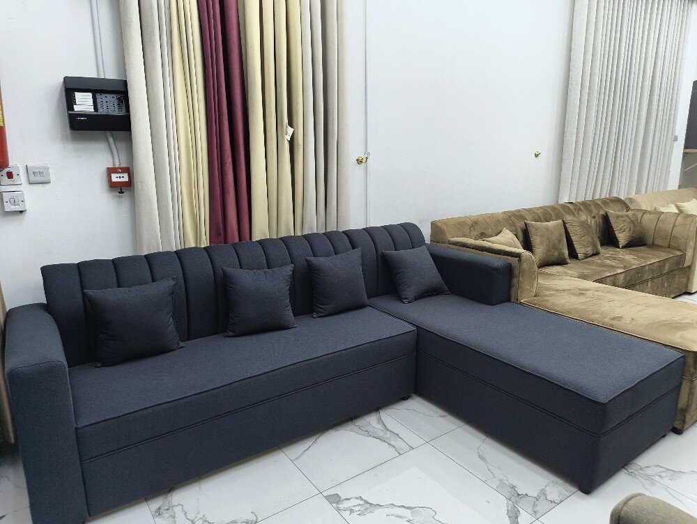 black gray  L ship sofa seal - 2