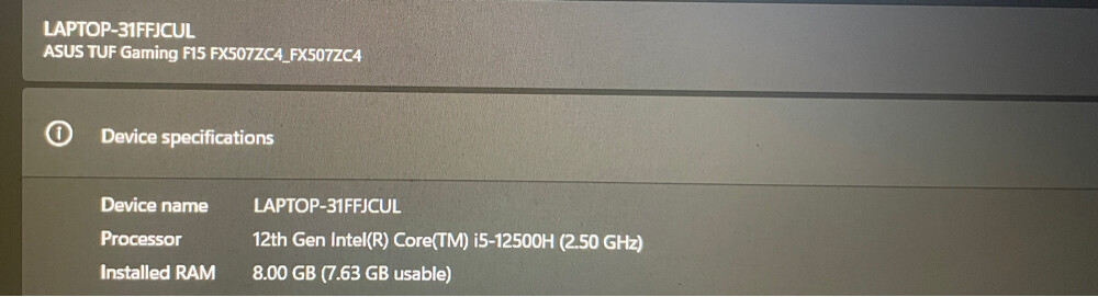 Asus F15 Gaming Laptop  - 7