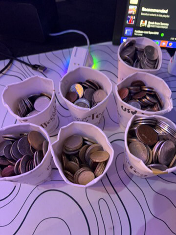 6 cups of foreign coins (usd euro+) - 1