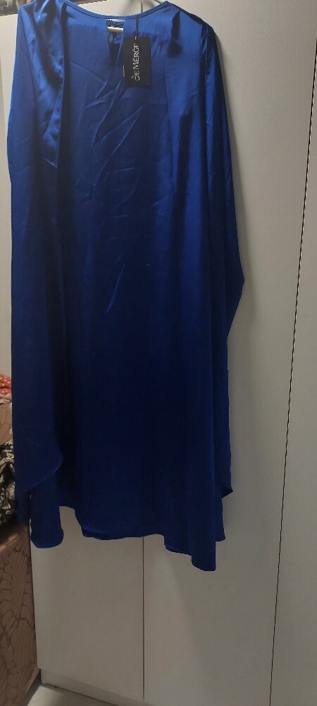 Royal blue Long Satin Dress - 5