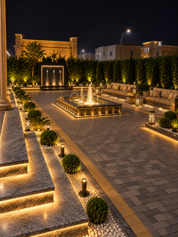 مداخل رخام حجر وإضاءة - 17