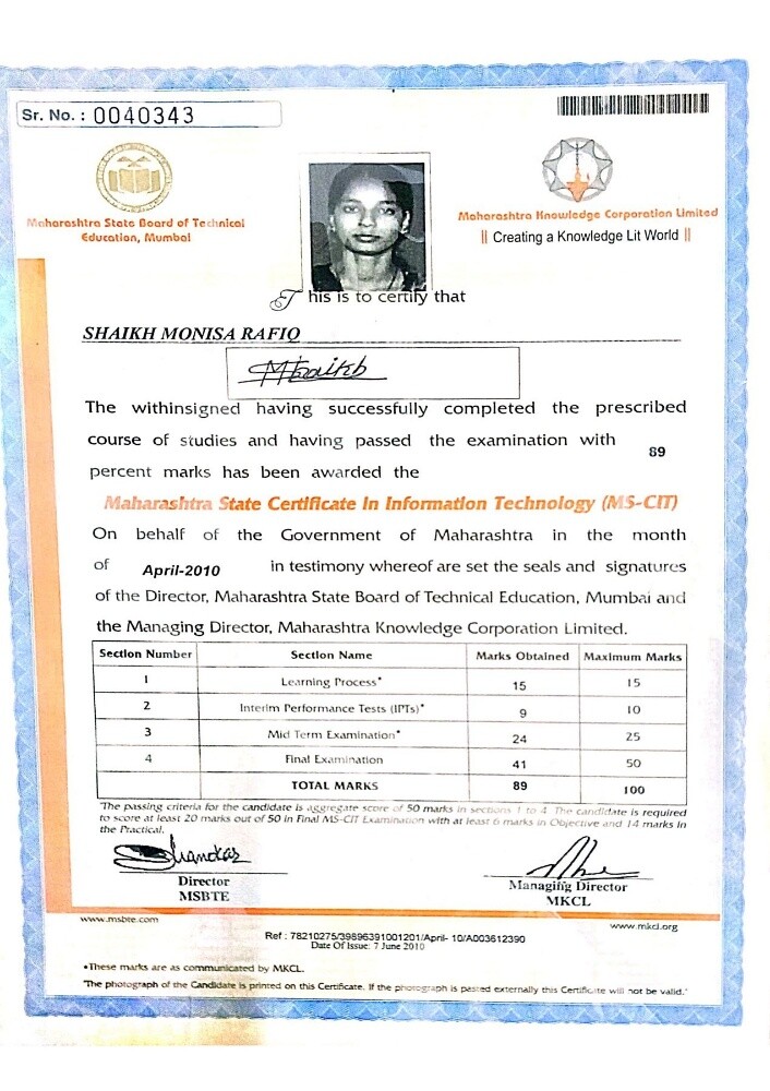 SHAIKH MONISA RAFIK - 6