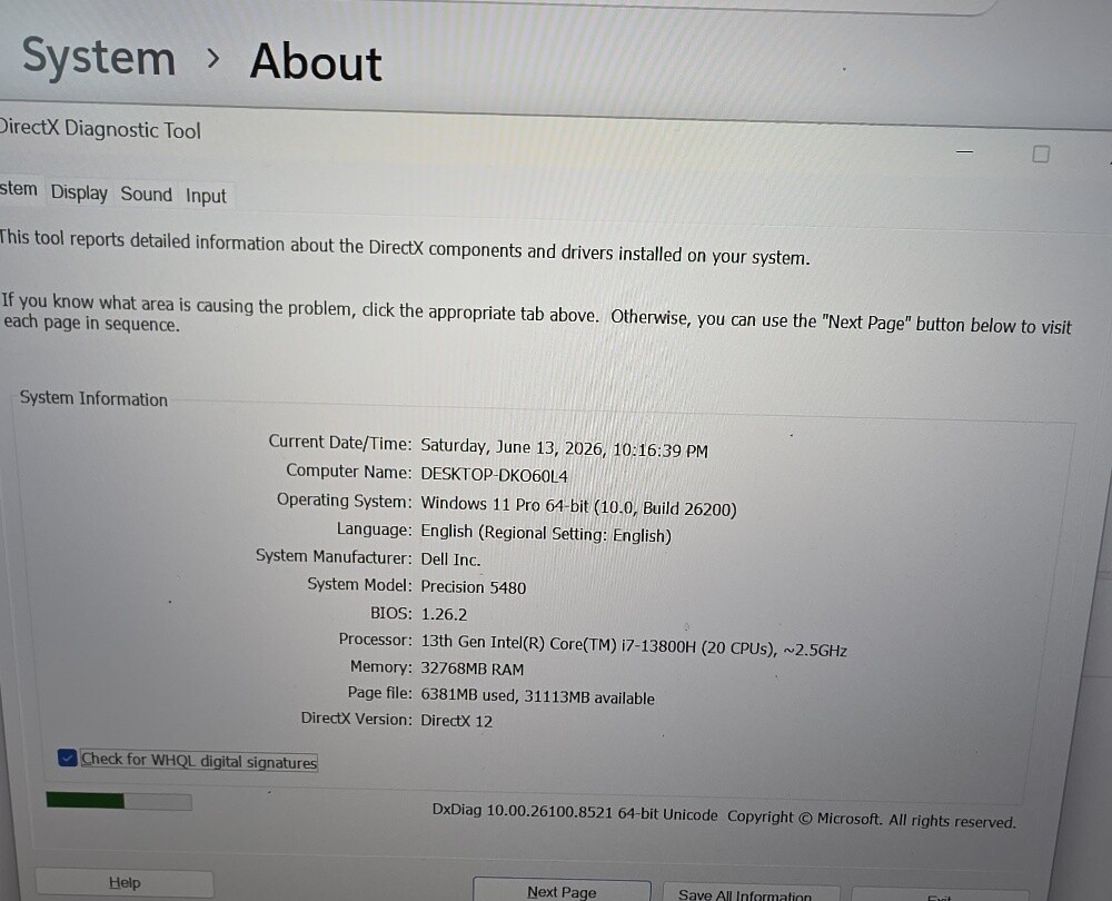 DeLL Precision i7 32GB 512GB 14FHD - 12