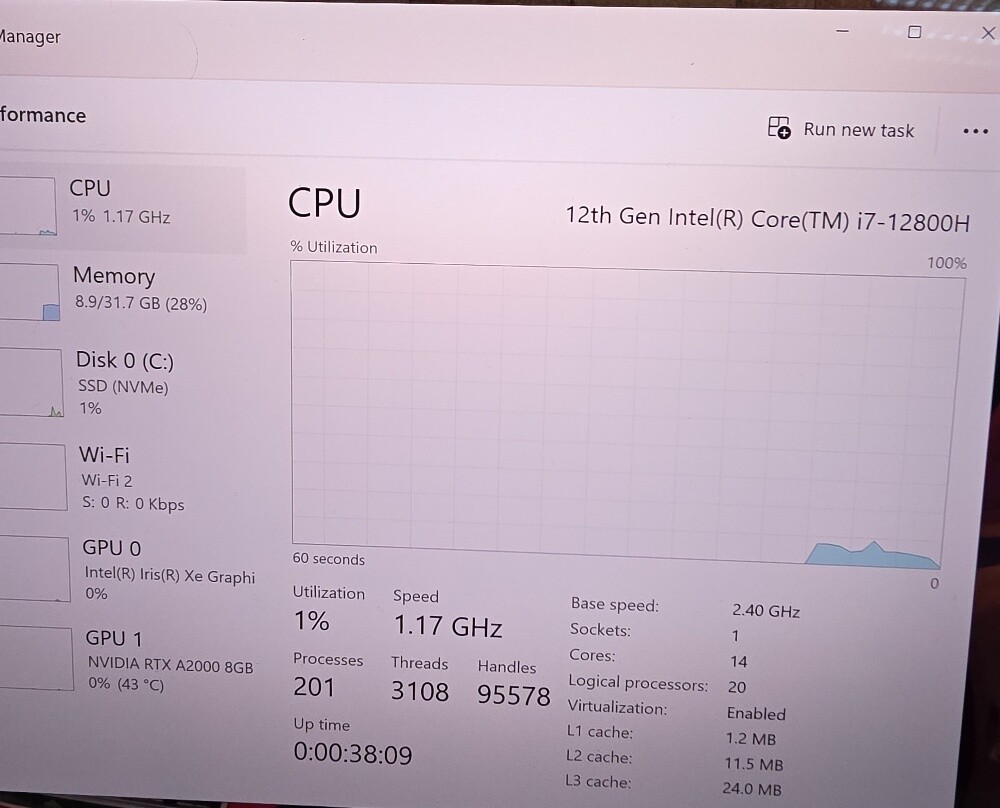 DeLL Precision i7 32GB-1.2T RTX 8GB - 14